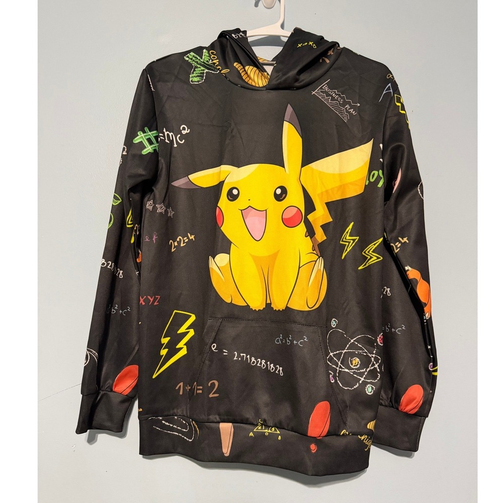 Pokemon Unbranded‎ Pikachu Math Science All Over Print Hoodie Men's Medium 1469